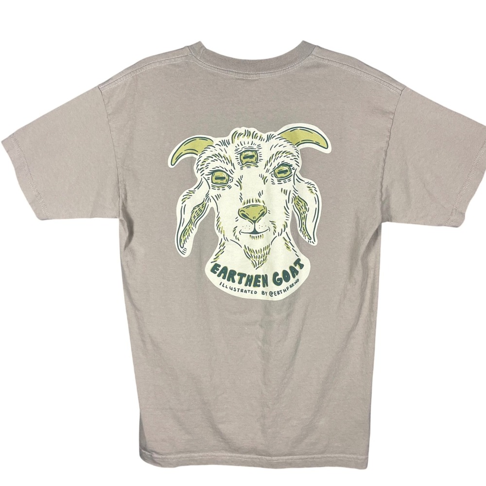 Bayside Earthen Goat T-Shirt Men Large Sage Green Three Eyed Graphic Made in USA